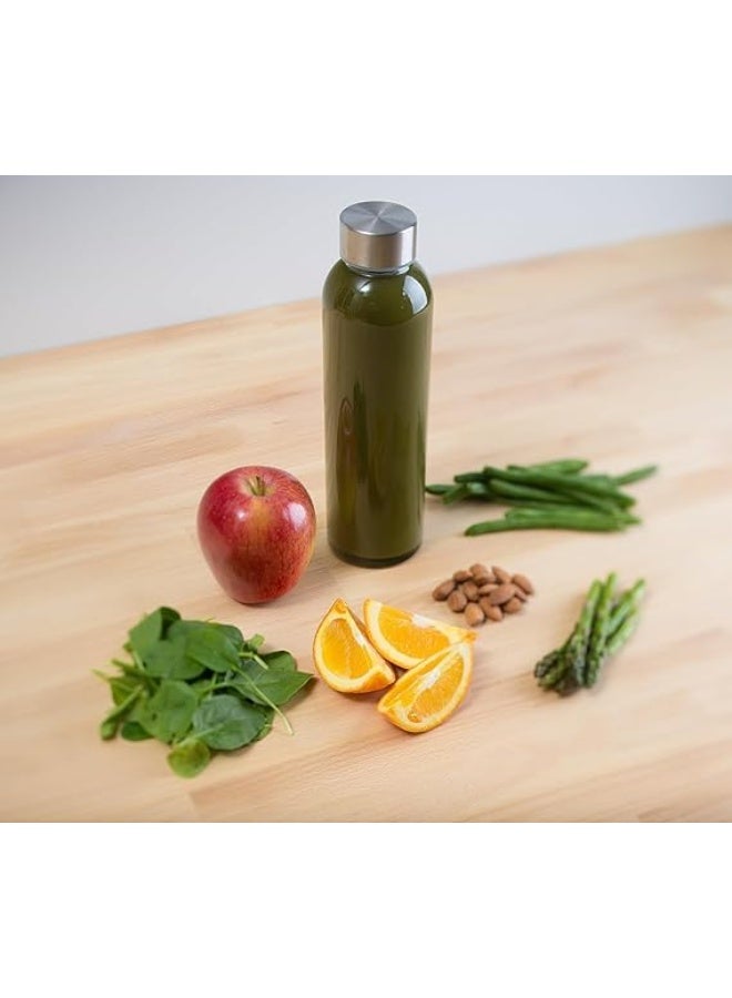Luxoraq Juice Bottles - 300ml Wide Mouth Glass Water Bottles with Lids - Leakproof, BPA-Free, Stainless Steel Caps for Juicing, Smoothies, Infused Water, Beverages - Reusable 10oz Bottles for Travel (Pack of 3) - Image 2